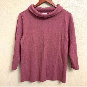 Talbots mauve cowl neck 3/4 sleeves sweater
